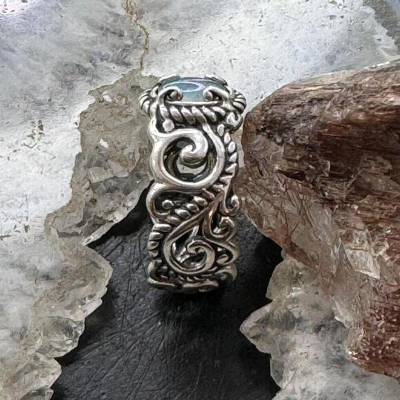 Carolyn Pollack Sterling Oval Opal Decorated Ring For Women with Size Variety - Picture 6 of 10